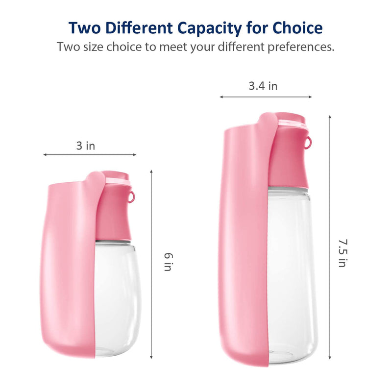 Pet Water Bottle for Dogs, Dog Water Bottle Foldable, Dog Travel Water Bottle, Dog Water Dispenser, Lightweight & Convenient for Travel BPA Free 12 oz #02 Pink - BeesActive Australia