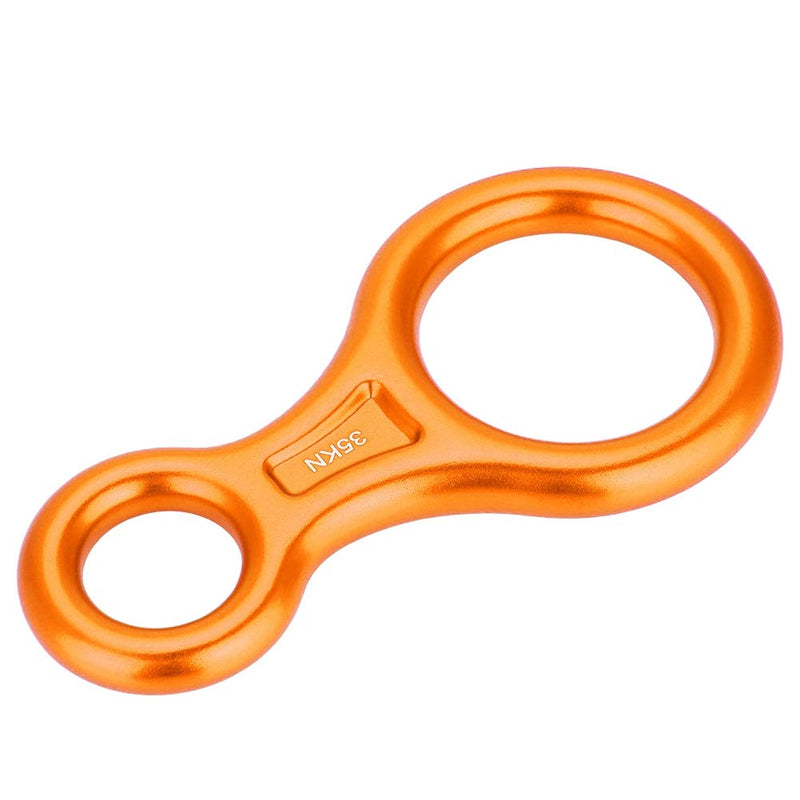AMONIDA Climbing Rappel 8 Ring, 35KN Figure 8 Word Rope Descender Rappel Ring Rock Climbing Rescue Gear Aluminum Alloy Rigging Plate for Climbing Belaying(Orange) - BeesActive Australia