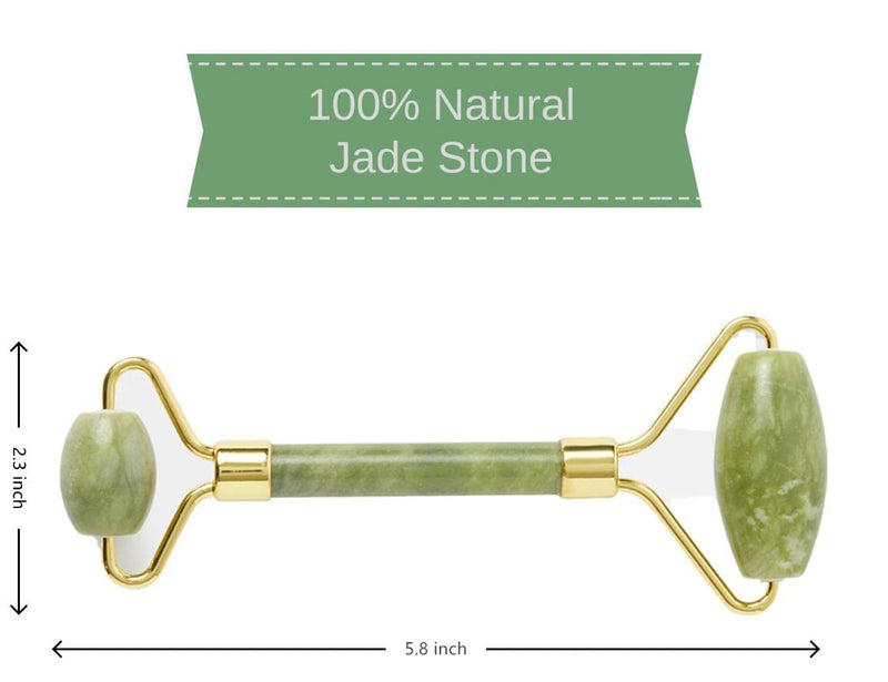 Gua Sha and Face Roller Set, Authentic Natural Jade Stone, Professional Tools for Skin Care Routine, Wrinkles Treatment Tools, Massager Tools for Face, Neck and Body Jade Roller & Gua sha Set - BeesActive Australia