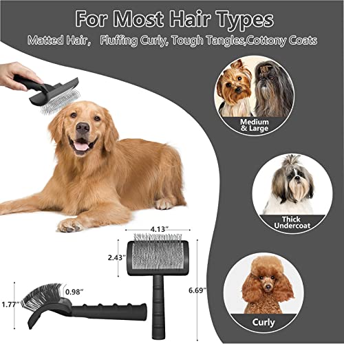 Extra Long Pin Slicker Brush for Large Dog Matted Hair, Grooming Wire Brush for Pets Shedding Mats, Cats Deshedding and loose Hair,Removes Thick Undercoat,Tangled Hair, Undercoat and Floating Hair Black - BeesActive Australia