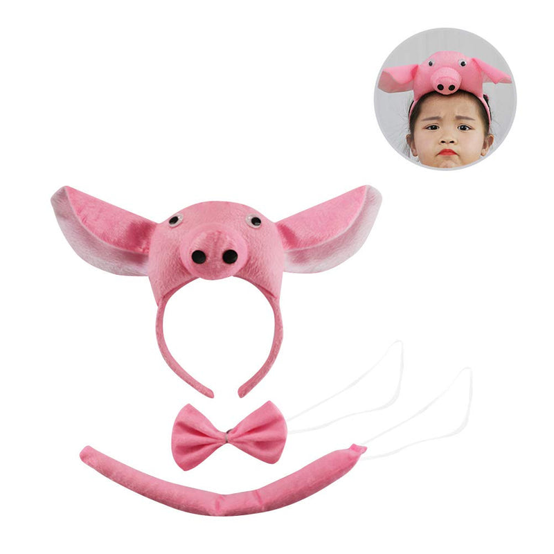 Amosfun Pig Ears Costume Headband with Bow Tie and Tail Pig Costume Accessory April Fool 's Day Children's Party Decoration Party Cosplay - BeesActive Australia
