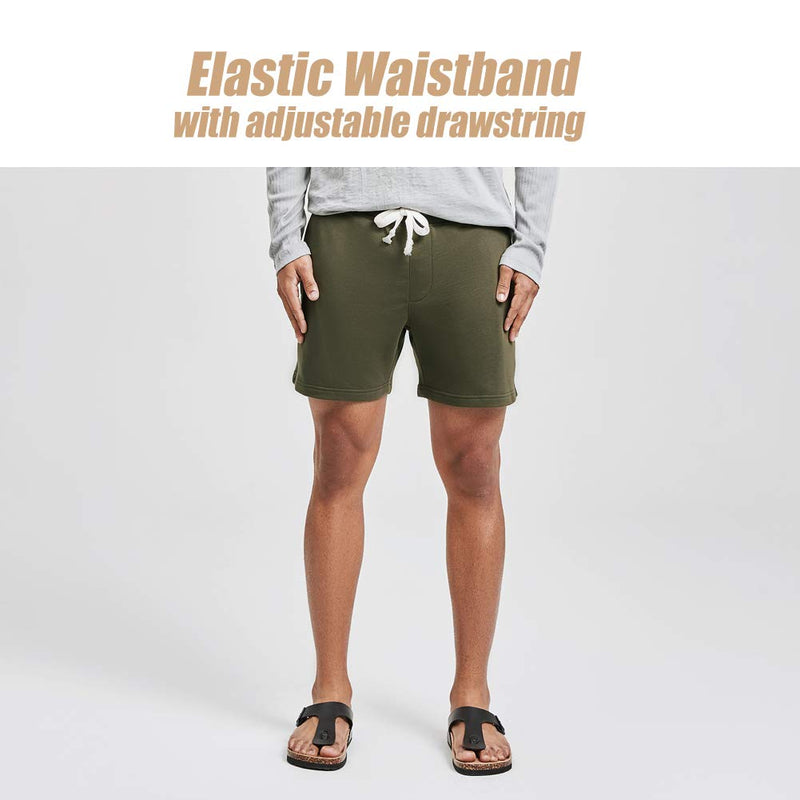 maamgic Mens Athletic Gym Shorts 5.5" Elastic Waist Casual Pajama Pocket Jogger Men Workout Short Pants X-Small Army Green - BeesActive Australia