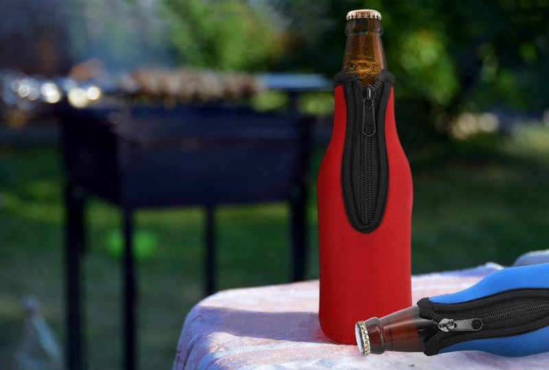Beer Bottle Insulator Sleeve Different Color. Zip-up Bottle Jackets. Keeps Beer Cold and Hands Warm. Classic Extra Thick Neoprene with Stitched Fabric Edges, Enclosed Bottom, Perfect Fit (Pack-of-4) Pack-of-4 - BeesActive Australia