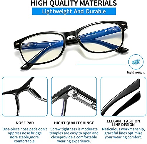 SUERTREE 3 Pack Anti-Blue Computer Reading Glasses, Blue Light Filter Eye Glasses, Blocking UV Computer Glasses, Visual Aided Glasses, Female Male Reading Glasses Black 2.5 BM161 +2.50 Magnification 3 Pack Anti Blue Black - BeesActive Australia