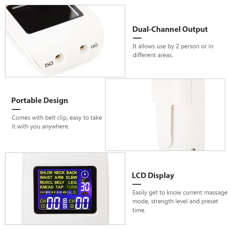 Layhou Dual Channel TENS and EMS Device Pulse Massager Muscle Stimulator Unit 12 Massage Modes 40 Power Levels Adjustable Timer - BeesActive Australia