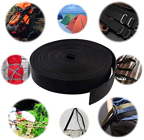 KINMINGZHU 1.5 Inch Wide 10 Yards Black Nylon Heavy Duty Webbing Strap，Polypropylene Heavy Straps for Bags, Hammocks, Outdoor Climbing and DIY Making Luggage Strap, Pet Collar, Backpack Repairing - BeesActive Australia