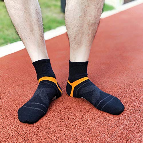 Men's Ankle Quarter Socks Athletic Running Hiking Cushion Performance Ventilation Sports Cotton Socks Black/Brown/Gray/Dark Blue/Blue/Black - BeesActive Australia