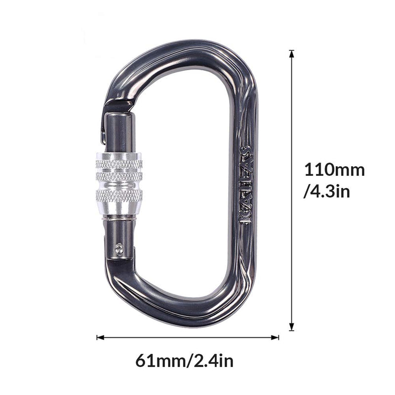 KAILAS UIAA Certified Oval Locking Carabiner Constructed for Rock Climbing Mountaineering and Rescure Standard Alumimun Screw Lock Gate with Major Axis Strength 25KN Iron Gray One Size - BeesActive Australia