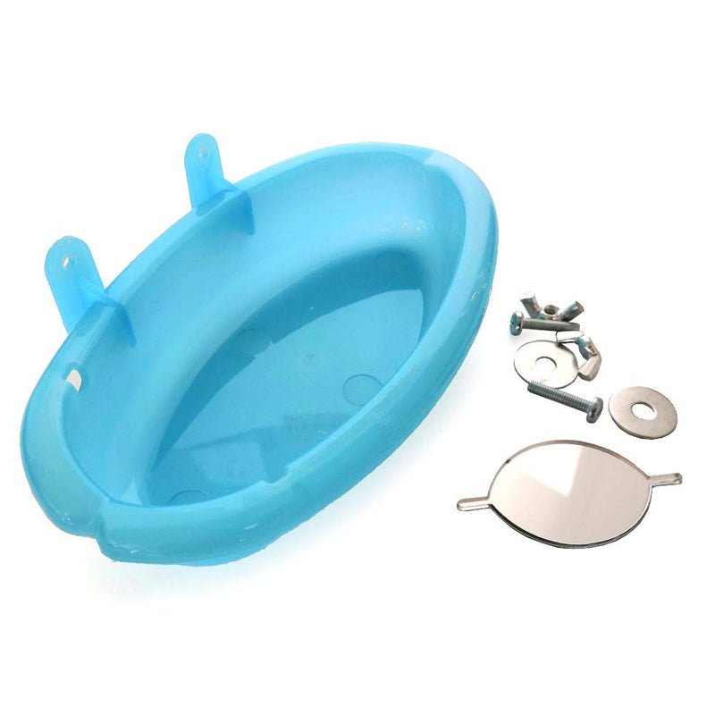Hypeety Bird Bath with Mirror Portable Bird Bath Bird Bathroom for Pet Parrots Bathing Tub Bath Box Bird Shower Bathtub Accessories Blue-Bird Bathtub with Mirror - BeesActive Australia