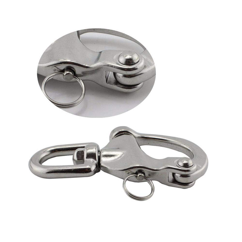 [AUSTRALIA] - NRC&XRC Swivel Eye Snap Shackle Quick Release Bail Rigging Sailing Boat Marine Stainless Steel Clip Pair 3.5” Silver 