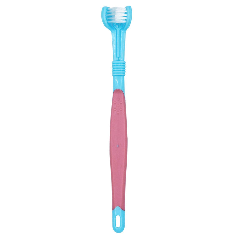 OperSeven Three Sided Pet Toothbrushs Suitable for Cats and Dogs Brush Addition Bad Breath Tartar Teeth Care Cleaning Mouth Dog Toothbrushs (Blue Yellow) Blue Yellow - BeesActive Australia