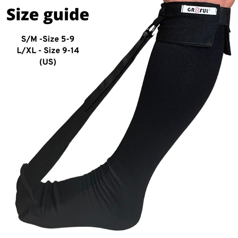 gr8ful® Plantar Fasciitis Night Sock Brace | Dorsal Splint Compression Socks for Achilles Tendonitis & Plantar Fasciitis Treatment | Provides a gentle stretch overnight | Lightweight | Black (l/xl) l/xl - BeesActive Australia