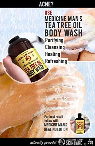 Medicine Man’s Healing Body Lotion - Tea Tree Oil Moisturizer - Natural and Organic, Dermatitis, Psoriasis, Anti Acne Treatment - 8 Ounces - for Dry, Itchy, Scaly Skin - BeesActive Australia