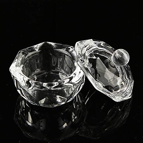 3 Pieces Clear Nail Art Acrylic Powder Liquid Dappen Dish Bowl Glass Crystal Cup Glassware with Lid for Nail Art Manicure Care Tools 3PCS - BeesActive Australia