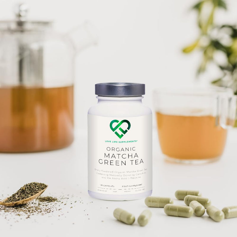 Organic Japanese Matcha Green Tea Capsules (New & Improved) | 120 Capsules (60 Servings) 1000mg per Serving | Powerful Anti-Oxidant | No Fillers - Pure Matcha Powder | Made in UK Under GMP License - BeesActive Australia