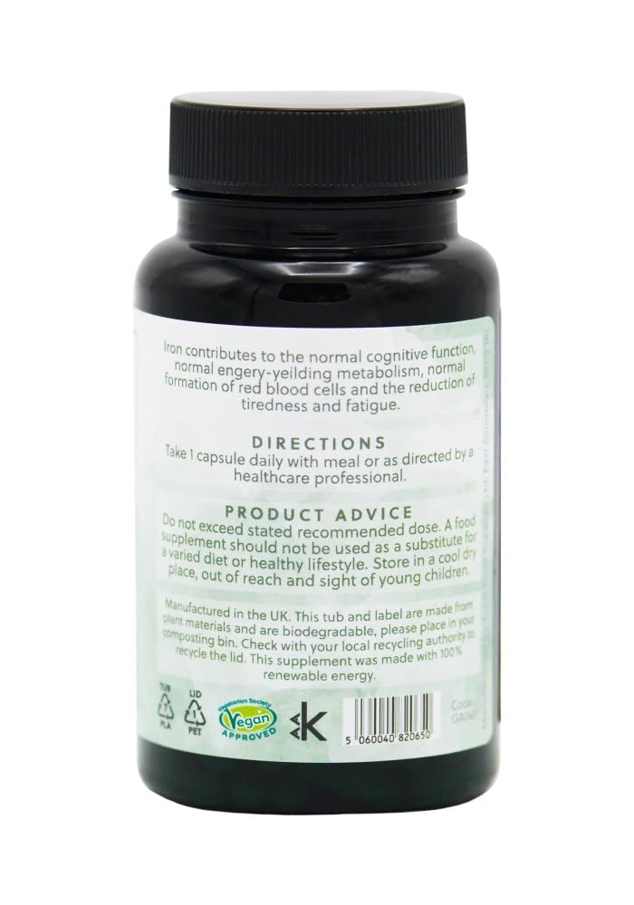 G&G Vitamins Iron (bisglycinate) 20mg - 60 Vegan Capsules - Chelated Iron with Vitamin C - BeesActive Australia