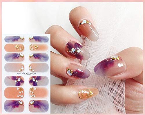 NAIL ANGEL 7pcs Nails Strips Nail Art Wrap Nail Art Full Cover Sticker Butterfly Spring Summer Crystal Designs for Women (10248) 10248 - BeesActive Australia