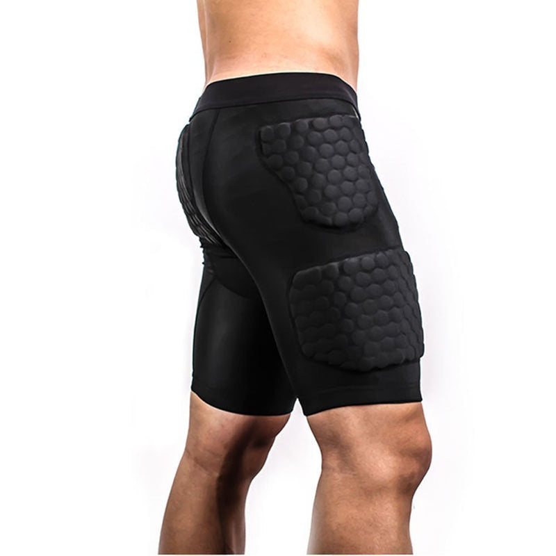 DGXINJUN Men Padded Compression Short Sports Shorts Protective Thigh Hip Protector Pads Support for Adult Football Basketball Paintball Rugby Training Cycling Pants Medium - BeesActive Australia