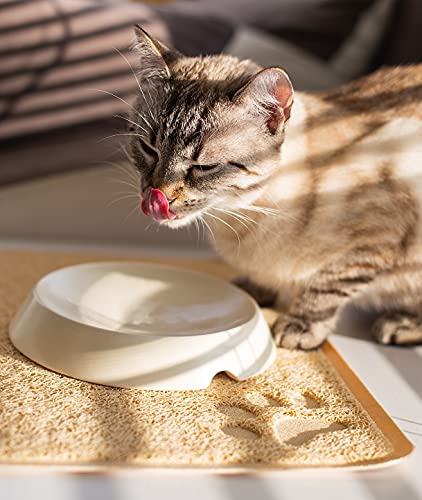Miaustore Silicone Pet Fountain Mat and Cat Food Mat. Waterproof and Scratchproof Pet Placemat to Keep Food and Water Off The Floor. for Cats and Small Dogs. - Cream - BeesActive Australia