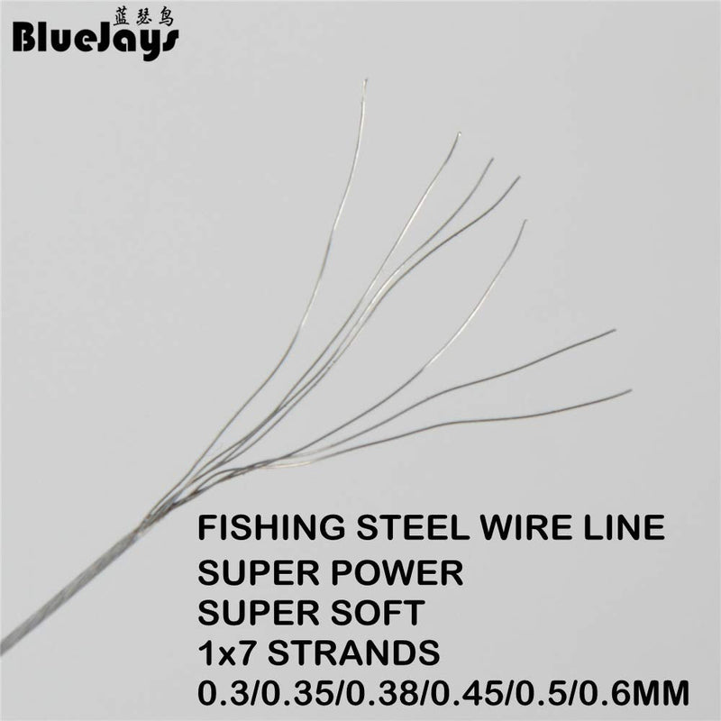 LOTITONG 100 Metres 0.5mm 26lb Fishing Steel Wire Lines max Power 7 Strands Super Soft Wire Lines Cover with Plastic Waterproof Lead line - BeesActive Australia