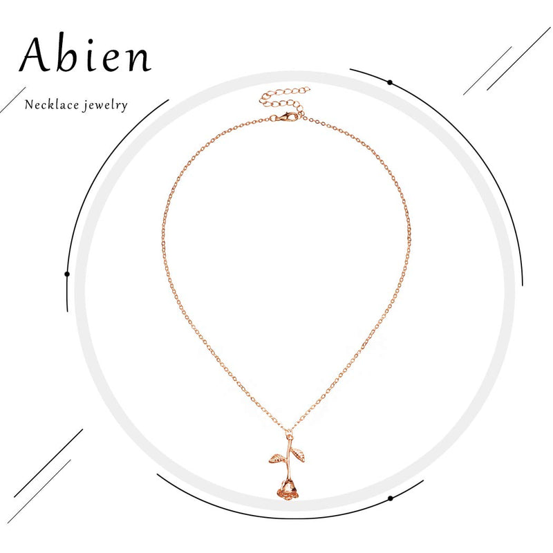 Abien Boho Rose Pendant Necklaces Gold Short Summer Beach Necklace Chain Jewelry for Women and Girls - BeesActive Australia