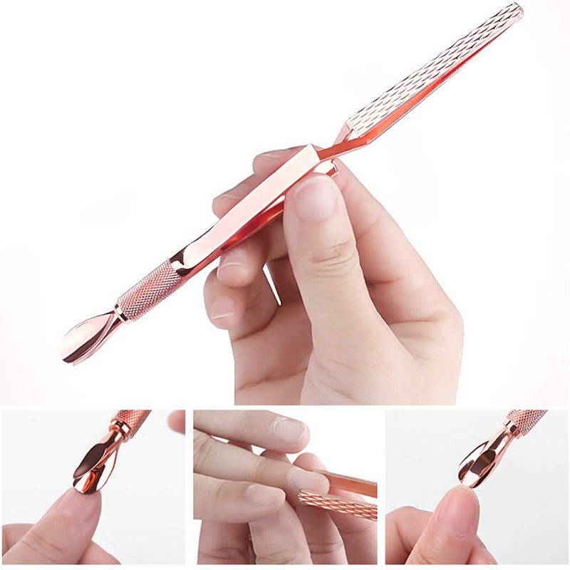 Tingbeauty Nail Professional Tools Multi-Function Acrylic Nail C-Curve Tool Pincher Tool Cuticle Cutter Pusher Stainless Steel Tweezers - Champagne - BeesActive Australia