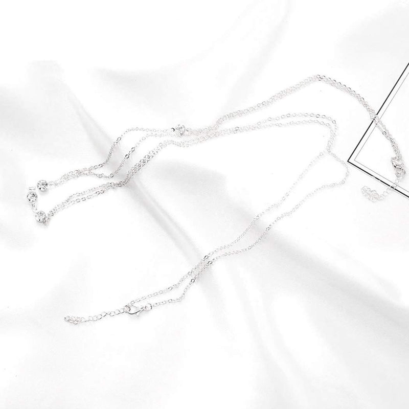 Jovono Sexy Crystal Body Chain Bikini Harness Fashion Rhinstone Body Jewelry Chain Bar Waist Chain for Women and Girls (Silver) - BeesActive Australia