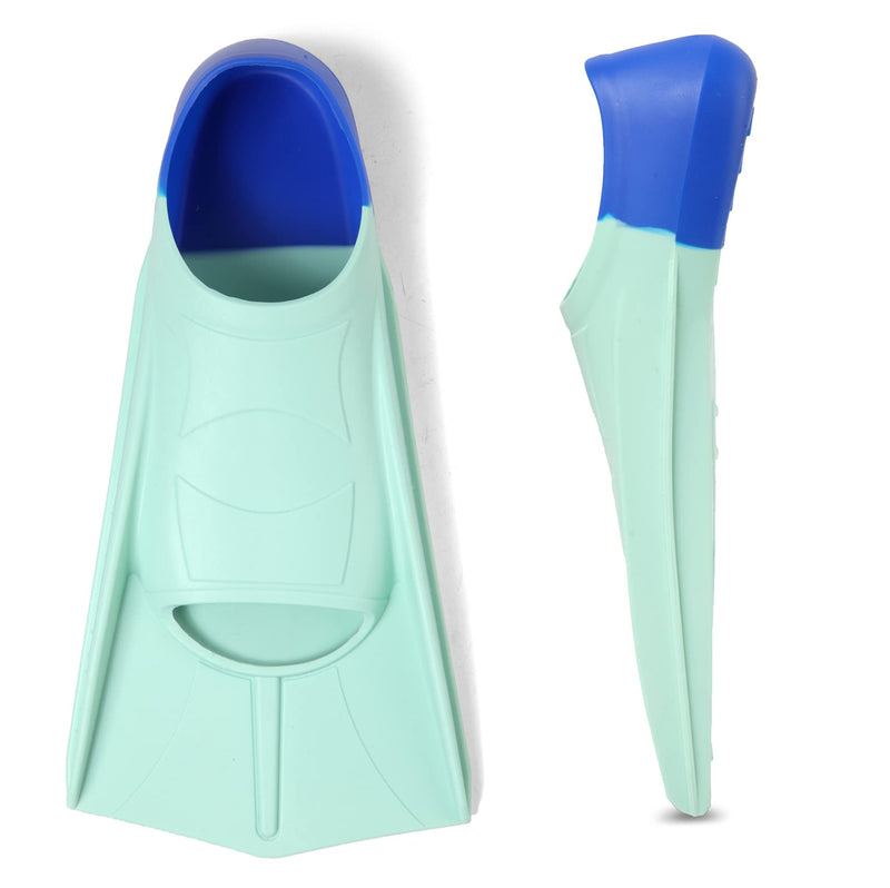 Fanwill Kids Swim Fins, Swim Training Fins for Snorkeling Swimming Diving, Floating Fins Comfortable Swim Flippers for Child Green&Blue Medium - BeesActive Australia