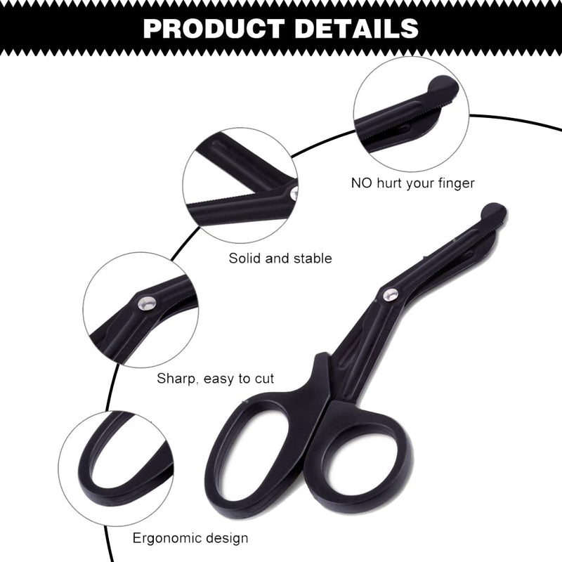 Medical Scissors,Bandage Shears Stainless Steel Curved Bandage Scissors for Medical & Nursing Purposes 18.3 X 9.2cm (Black) Black - BeesActive Australia
