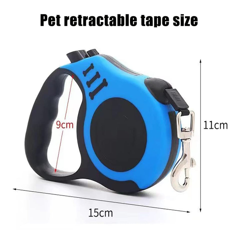 Chyix pet Walking Rope with Non-Slip Handle, no Knots, Quick Lock, Pause and Unlock Button, Easy to roll up and roll Away with one Hand, Suitable for Small to Medium Sized Pets (Green) 5M BLUE - BeesActive Australia