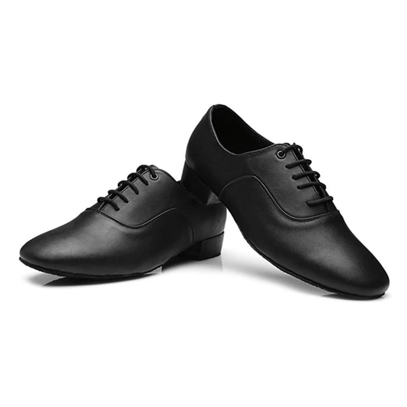 [AUSTRALIA] - SWDZM Leather Men's Boy's Dance Shoes Standard Latin,Salsa,Tango,Modern Ballroom Model WQL-KM01 9 Black-b 