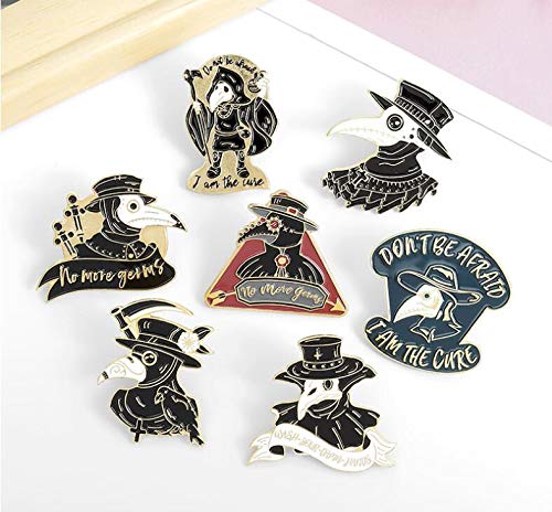 Liasun Plague Doctor Enamel Pin Set - Bird Beak Face Brooches Cartoon Brooch Badge Pins for Clothes Bags Backpack STY8 - BeesActive Australia