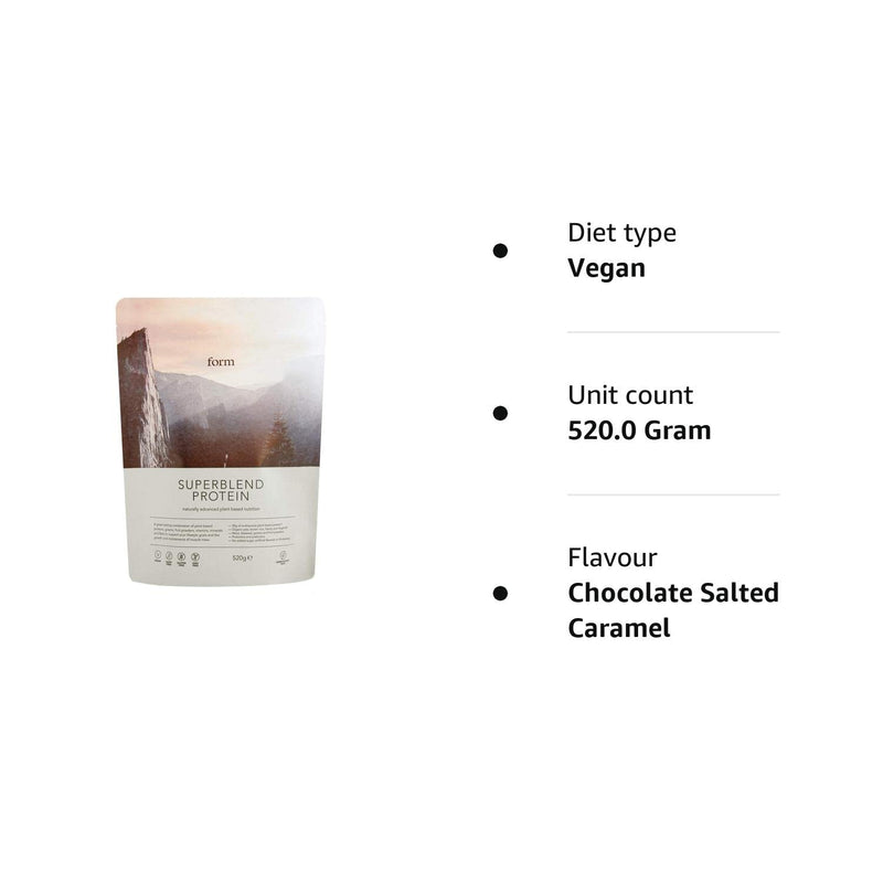 Form Superblend Protein - Vegan Protein Powder with Superfoods, Vitamins and Minerals (Chocolate Salted Caramel) Chocolate Salted Caramel 520 g (Pack of 1) - BeesActive Australia