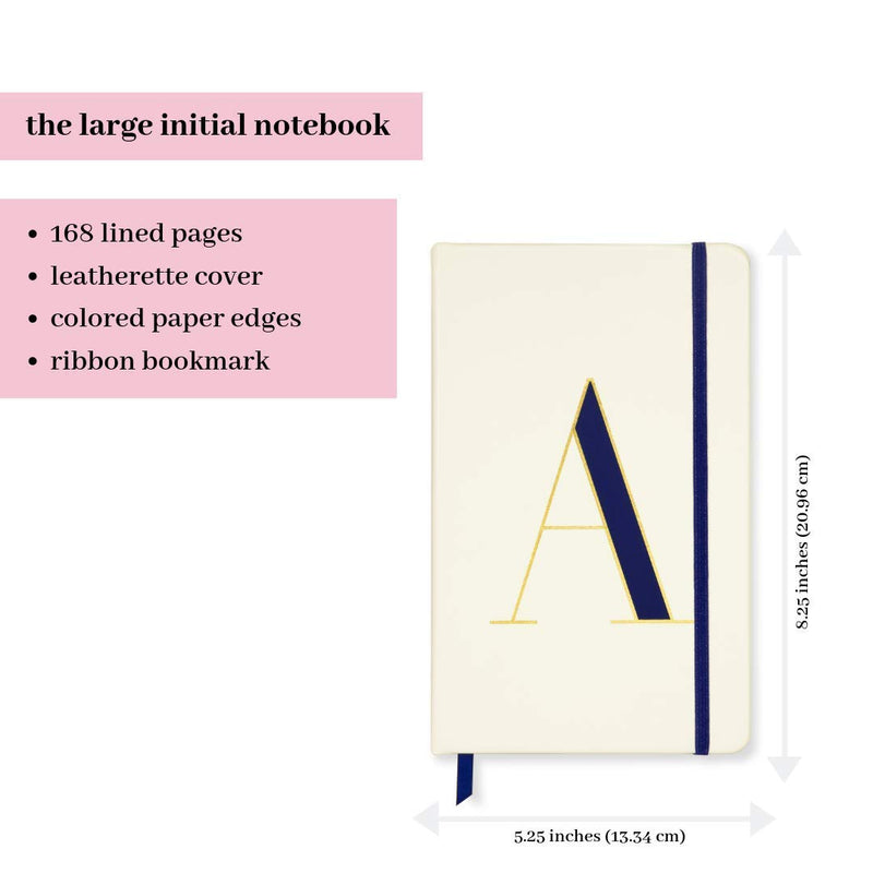Kate Spade New York Take Note Large Leatherette Initial Notebook, Bound Journal Includes 168 Lined Pages, A (Blue) - BeesActive Australia
