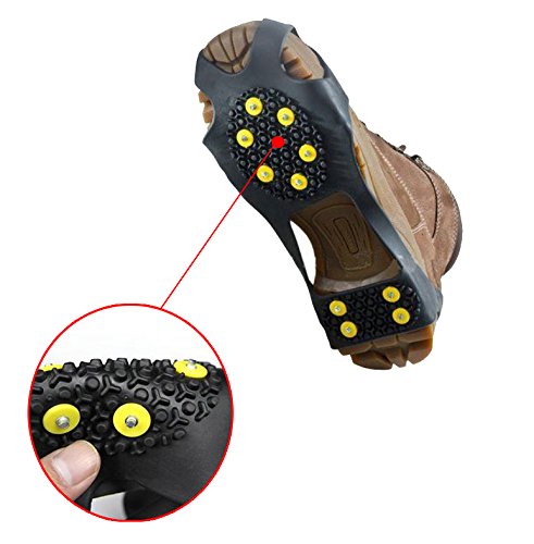 Leebei 2Pcs Non-Slip Shoe Cover,Ice Snow Grippers,Over Shoe Boot Traction Cleat Rubber Spikes Mountaineering Non-Slip Shoe Cover 10-Stud Slip-on Stretch Footwear (X-Large (Shoes Size:W 13-16/M 11-14)) X-Large (Shoes Size:W 13-16/M 11-14) - BeesActive Australia