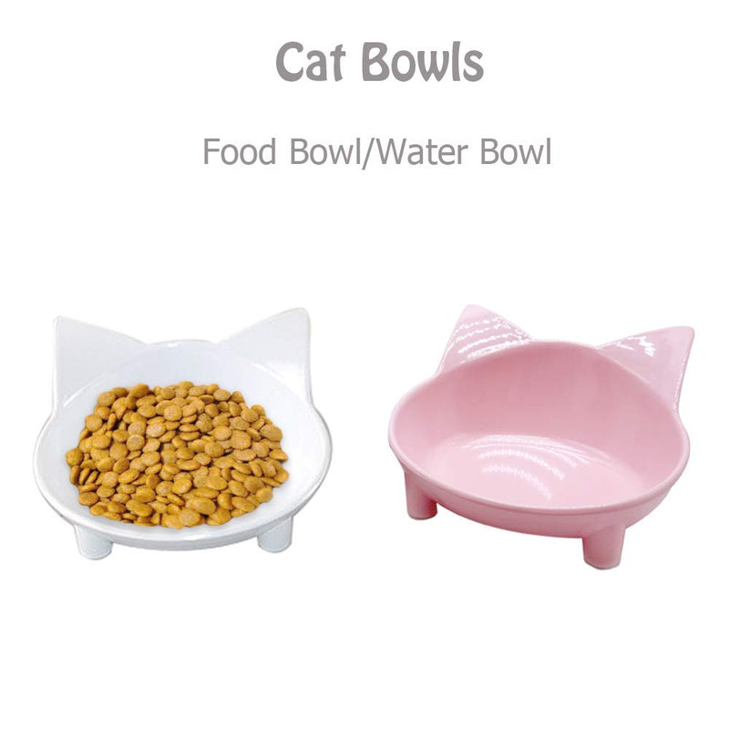 Lorde Cat Bowl, Shallow Cat Food Bowls,Wide Cat Dish,Non Slip Cat Feeding Bowls,Cat Food Bowl for Relief of Whisker Fatigue Pet Food & Water Bowls Set of 2 white/pink - BeesActive Australia