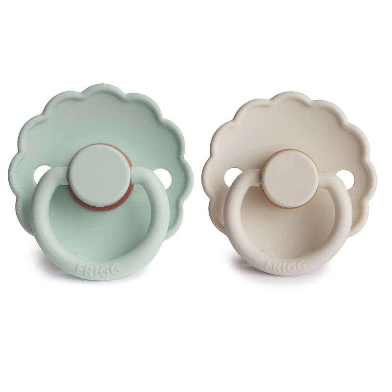 FRIGG Daisy Natural Rubber Baby Pacifier | Made in Denmark | BPA-Free (Seafoam/Cream, 6-18 Months) 2-Pack 6-18 Month Seafoam/Cream - BeesActive Australia