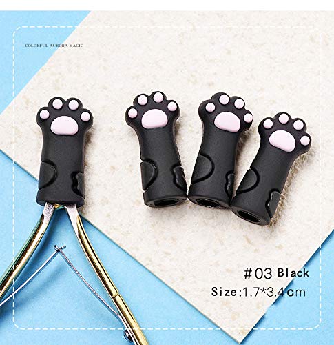 Nail Nipper Tweezers Cuticle Scissors Protective Sleeve Cat Paw Shape Silicone Manicure Pedicure Tool Protector Case Cover 3Pcs/set - BeesActive Australia