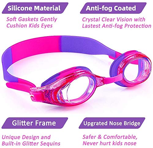 iToobe Kids Goggles, Swimming Goggles for Childs Kids Boys Adults Men Waterproof Goggles for Age 3-16 Purple - BeesActive Australia