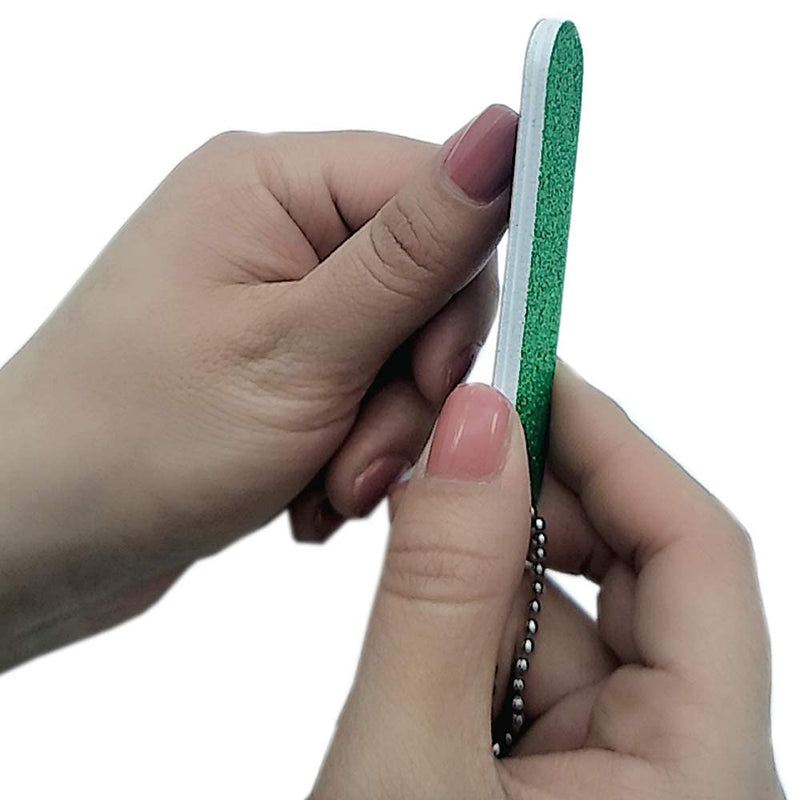 VOSAIDI 10 Pcs Professional Nail Files Nail tool Shining Blue and Green Mini Nail Colorful Files With Chain Double Sided Emery Board 180 Grit - BeesActive Australia