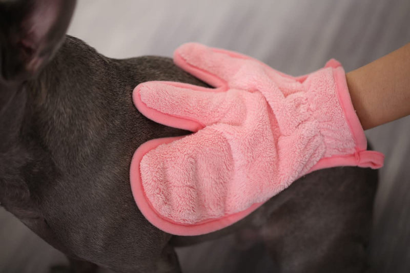 Pawyee Super Soft Fast-Drying Dog Towel Set for Cold Weather, Beach, Pool - Adjustable Microfiber Bath Robe with Drying Gloves for Cats and Dogs Large Pink Dino - BeesActive Australia
