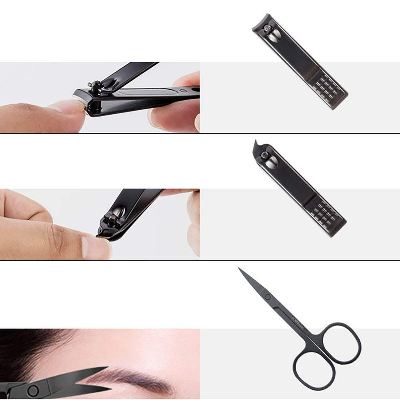 Personal Care Set of 10 Stainless Steel Nail Clippers Sets Manicure Pedicure Kit Trim Eyebrows with Black Storage Box - BeesActive Australia