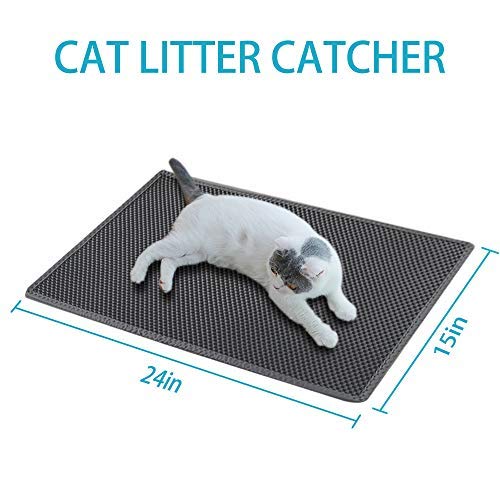 kaxionage Cat Litter Mat, Litter Box Mat,Honeycomb Double Layer Trapping Litter Mat Design,Waterproof Urine Proof Kitty Litter Mat,Easy Clean Scatter Control 15" X 24" 1Pack Grey - BeesActive Australia