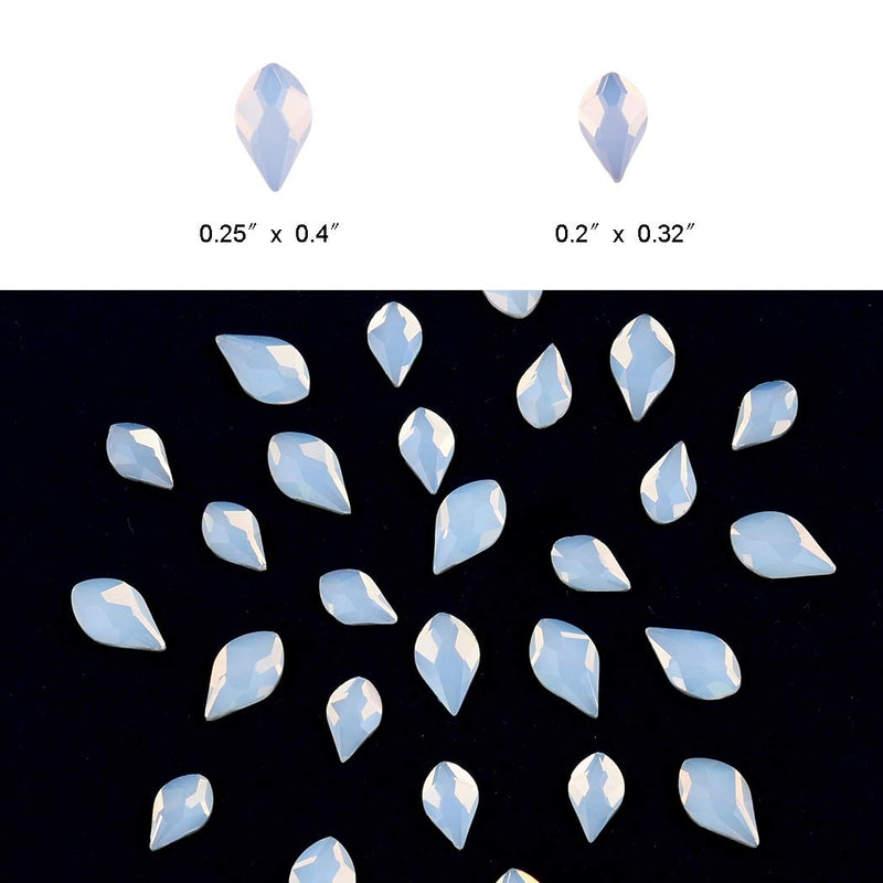 50pcs White Opal Nail Crystals 2 Size Flame Shape Rhinestones Design 480pcs Round Flatback Stones ss3 to ss20 Mix for Nail Art Decoration White Opal Flame - BeesActive Australia