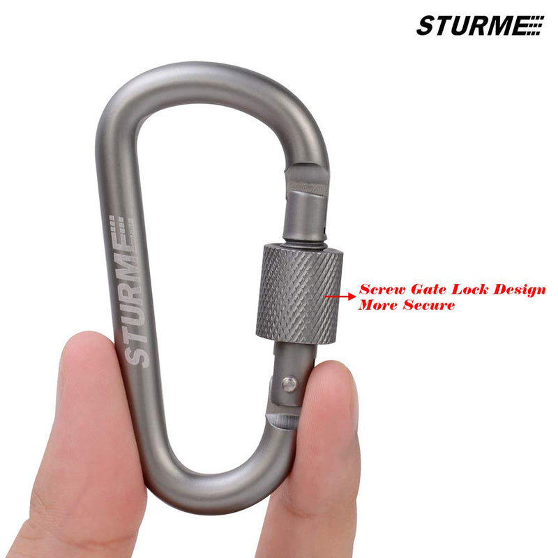 STURME Carabiner Clip 3" Aluminum D-Ring Locking Durable Strong and Light Large Carabiners Clip Set for Outdoor Camping Screw Gate Lock Hooks Spring Link Improved Design Pack Assorted 7 Pcs - BeesActive Australia