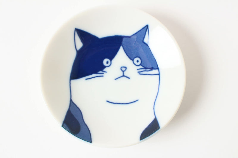 Mino ware Japanese Ceramics Mini Plate/Dish Set of 5 Five Cat Faces White & Blue made in Japan (Japan Import) GBS001 - BeesActive Australia