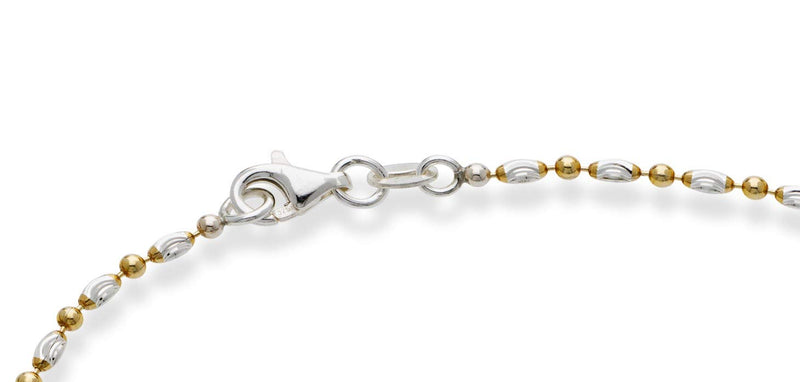Miabella 925 Sterling Silver Diamond-Cut Oval and Round Bead Ball Chain Anklet Ankle Bracelet for Women Teen Girls, Made in Italy yellow-gold-plated-silver Length 11 Inches (Large) - BeesActive Australia