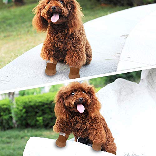 URBEST Dog Shoes with Hook Loop Closure Booties Pet Dog Chihuahua Shoes Boots, 4Pcs 2# Brown - BeesActive Australia