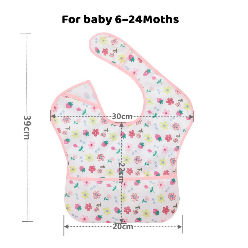 Baby bibs Waterproof Feeding bib - Starter Bib with Catcher Pocket For Todder Infants Washable Soft 4Pac 6-24M colour1 - BeesActive Australia