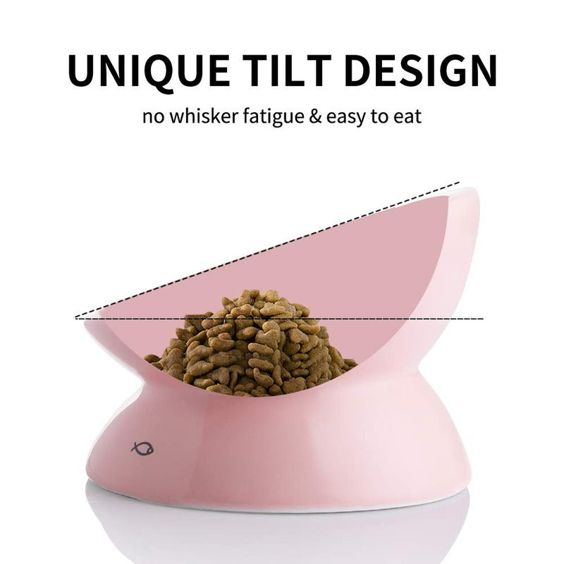 SWEEJAR Raised Cat Bowl for Dry Wet Cat Food, Ceramic Elevated Pet Bowl Cat Dish, Protect Cat's Spine, Stress Free, Slanted Design for Cat Easy Eating, Dishwasher Safe 5 Inch Pink - BeesActive Australia